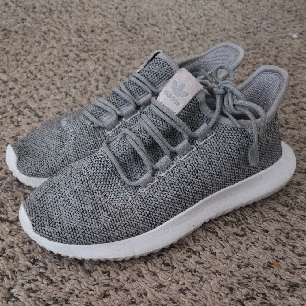 adidas Light Gray Knit Trainers with White Sole